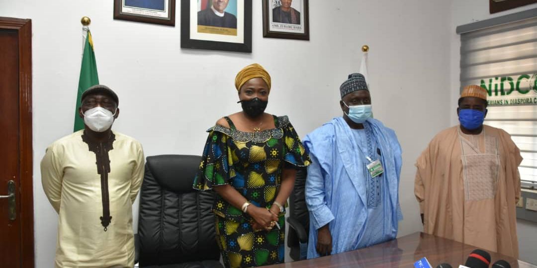(L-R) Sen. Abba Moro, member, Senate Committee on Diaspora Affairs and NGOs, Hon. Abike Dabiri-Erewa,CEO/Chairman, Nigerians in Diaspora Commission (NIDCOM), Sen. (Dr) Ibrahim Oloriegbe,Vice Chairman, Senate Committee on Diaspora and NGOs and Dr. Sule Yakubu Bassi, Secretary