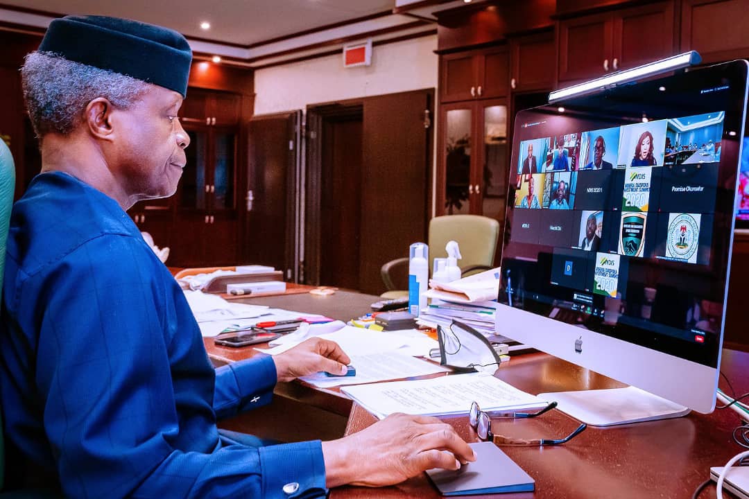 the vice president of nigeria prof. yemi osibanjo at the NDIS virtual summit 2020