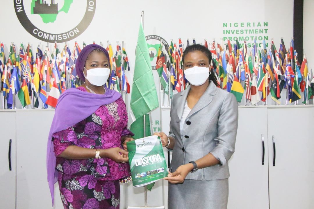 (R)Ms Yewande Sadiku, ES/CEO, NIPC and (L) Hon Abike Dabiri-Erewa Chairman/CEO, NIDCOM, on a Courtesy Visit to Nigerian Investment Promotion Commission in Abuja