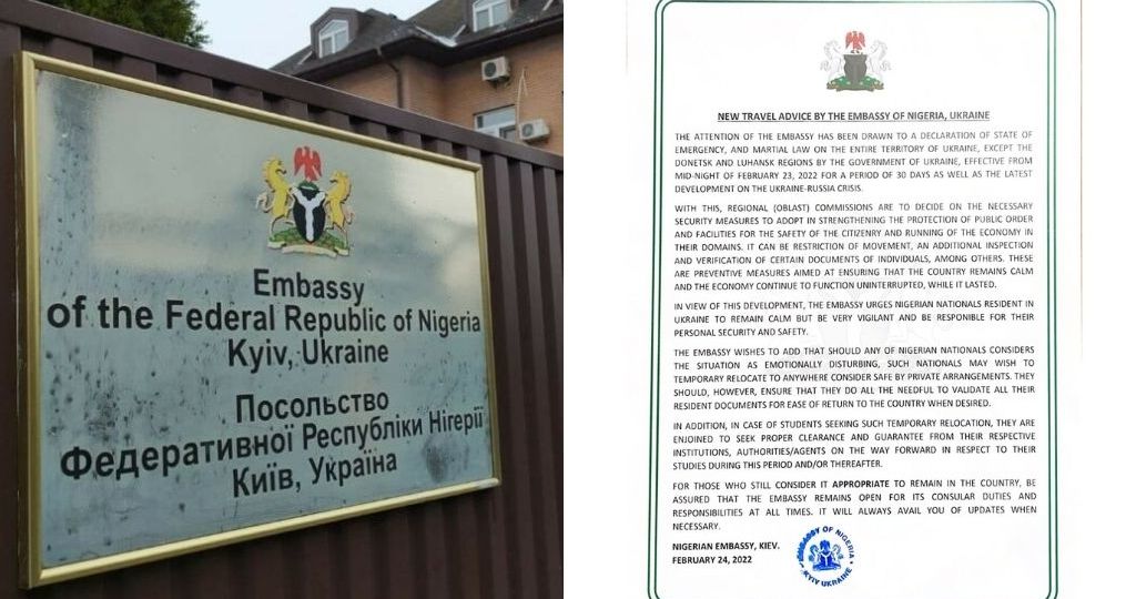 Embassy of Nigeria, Ukraine NEW TRAVEL ADVICE BY THE EMBASSY OF NIGERIA, UKRAINE