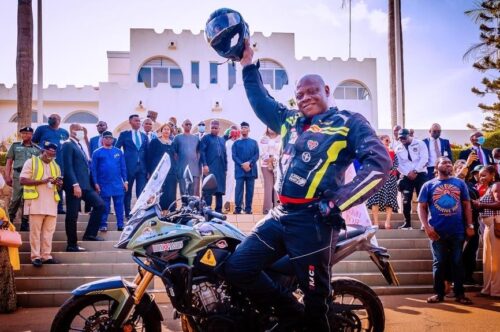 LONDON TO LAGOS BIKER: NIDCOM BOSS RECEIVES THE LION HEART